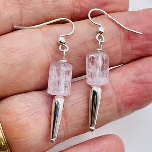 Kunzite Crystals Sterling Silver Dangle Earrings | 1 3/4" Long | Pink | 1 Pair |