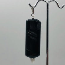 Load image into Gallery viewer, Hypersthene, Flat Rounded Rectangle Dangle Pendant| 2 1/2 &#39; Long | Black/Silver|
