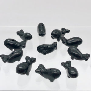 Carved Sea Animals 2 Obsidian Whale Beads | 21x12x10mm | Black - PremiumBead Alternate Image 9