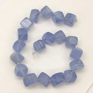AAA Blue Chalcedony Diagonal Cut Cube Bead Half Strand | 18 Beads | 8x8x8mm |