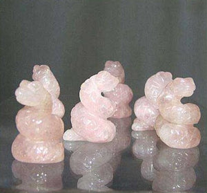 Charmer Carved Rose Quartz Snake Beads | 20x11x7mm | Pink - PremiumBead Alternate Image 2