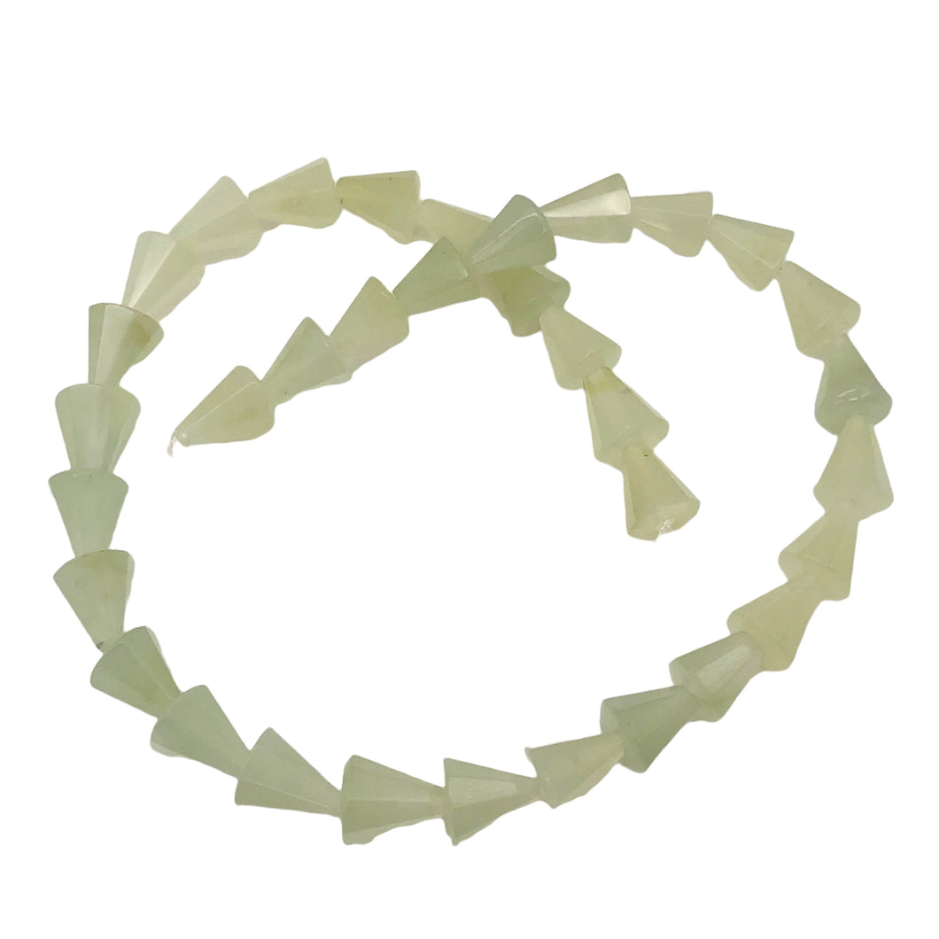 Delicate Carved New Jade Cone Shaped Beads | 12x10mm | 34 Beads |