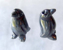 Load image into Gallery viewer, March of The Penguins 2 Carved Hematite Beads | 21x12x11mm | Silver black - PremiumBead Primary Image 1
