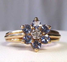 Load image into Gallery viewer, Tanzanite &amp; Diamond Solid 10Kt Yellow Gold Flower Ring Size 7 9982F - PremiumBead Alternate Image 5
