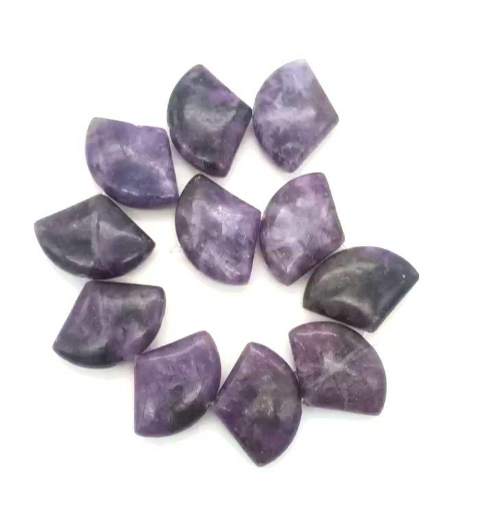 Natural Lepidolite Fan Bead Strand | 25x18x6mm | Purple | Fan | 23 beads |
