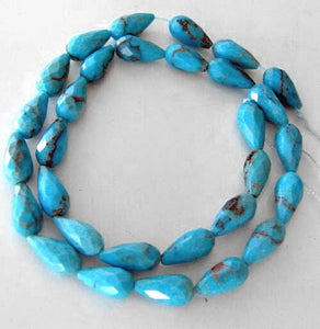 2 Beads of Faceted Teardrop Natural Kingman #1 American Blue Turquoise 7404B - PremiumBead Alternate Image 3