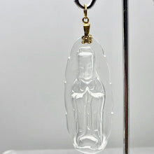 Load image into Gallery viewer, Carved Quan Yin Goddess Quartz 14Kgf Pendant | 55x22x12mm | - PremiumBead Alternate Image 3
