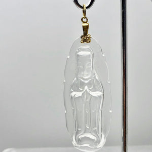 Carved Quan Yin Goddess Quartz 14Kgf Pendant | 55x22x12mm | - PremiumBead Alternate Image 3