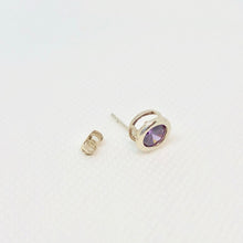 Load image into Gallery viewer, February 7mm Lab Amethyst &amp; Sterling Silver Earrings 9780Bb - PremiumBead Alternate Image 3
