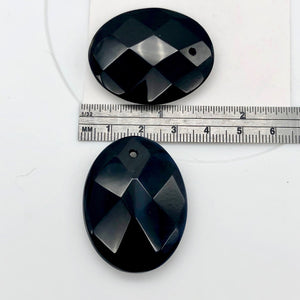 Stunning Faceted Onyx Centerpiece Pendant Beads| 40x30mm| Black| Oval | 2 Beads| - PremiumBead Alternate Image 3