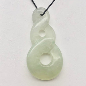 Hand Carved Natural Serpentine Infinity Pendant with Simple Black Cord 10821S - PremiumBead Alternate Image 2