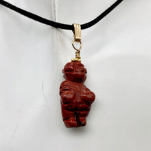 Load image into Gallery viewer, Carved Brecciated Jasper Goddess of Willendorf 14Kgf Pendant|1.38&quot; Long | Red | - PremiumBead Alternate Image 5
