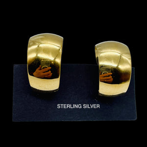 Giant Vermeil Sterling Silver Hoop Post Earrings | 1" Long | Gold | 1 Pair |