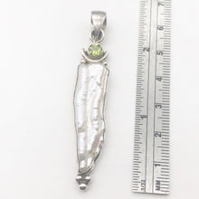 Load image into Gallery viewer, Exotic! Biwa Pearl Pendant Necklace with Peridot in Sterling Silver Setting - PremiumBead Alternate Image 8
