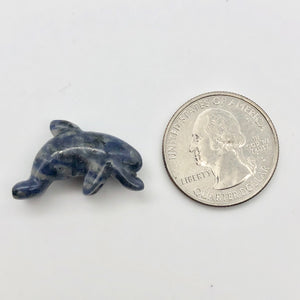 Unique 2 Carved Sodalite Jumping Dolphin Beads | 25x11x8mm | Blue white - PremiumBead Alternate Image 4