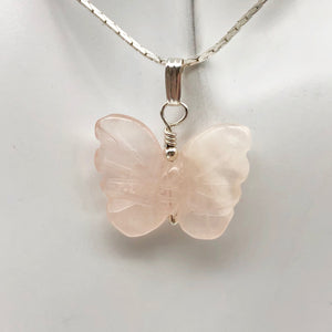 Flutter Carved Rose Quartz Butterfly and Sterling Silver Pendant 509256RQS - PremiumBead Alternate Image 2