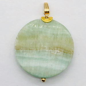 Hemimorphite14K Gold Filled Disc Dangle Pendant | 1 3/4" Long | Aqua/Lemon |