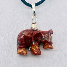 Load image into Gallery viewer, Wild Brecciated Jasper Elephant Sterling Silver Pendant | 21x16x8mm | Red | - PremiumBead Alternate Image 2
