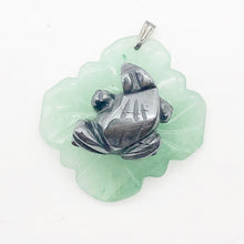 Load image into Gallery viewer, Ribbit Hematite Frog On Aventurine Lily pad Pendant | 28x28.5x11mm |
