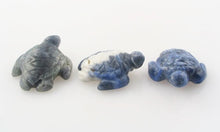 Load image into Gallery viewer, Majestic 2 Carved Sodalite Sea Turtle Beads | 22.5x18x7.5mm | Blue white - PremiumBead Primary Image 1
