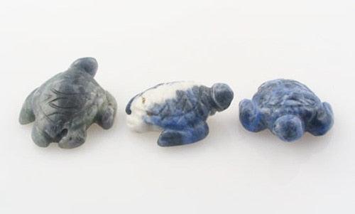 Majestic 2 Carved Sodalite Sea Turtle Beads | 22.5x18x7.5mm | Blue white - PremiumBead Primary Image 1