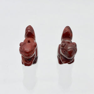 Charming Carved Brecciated Jasper Squirrel Figurine | 22x15x10mm | Dark Red