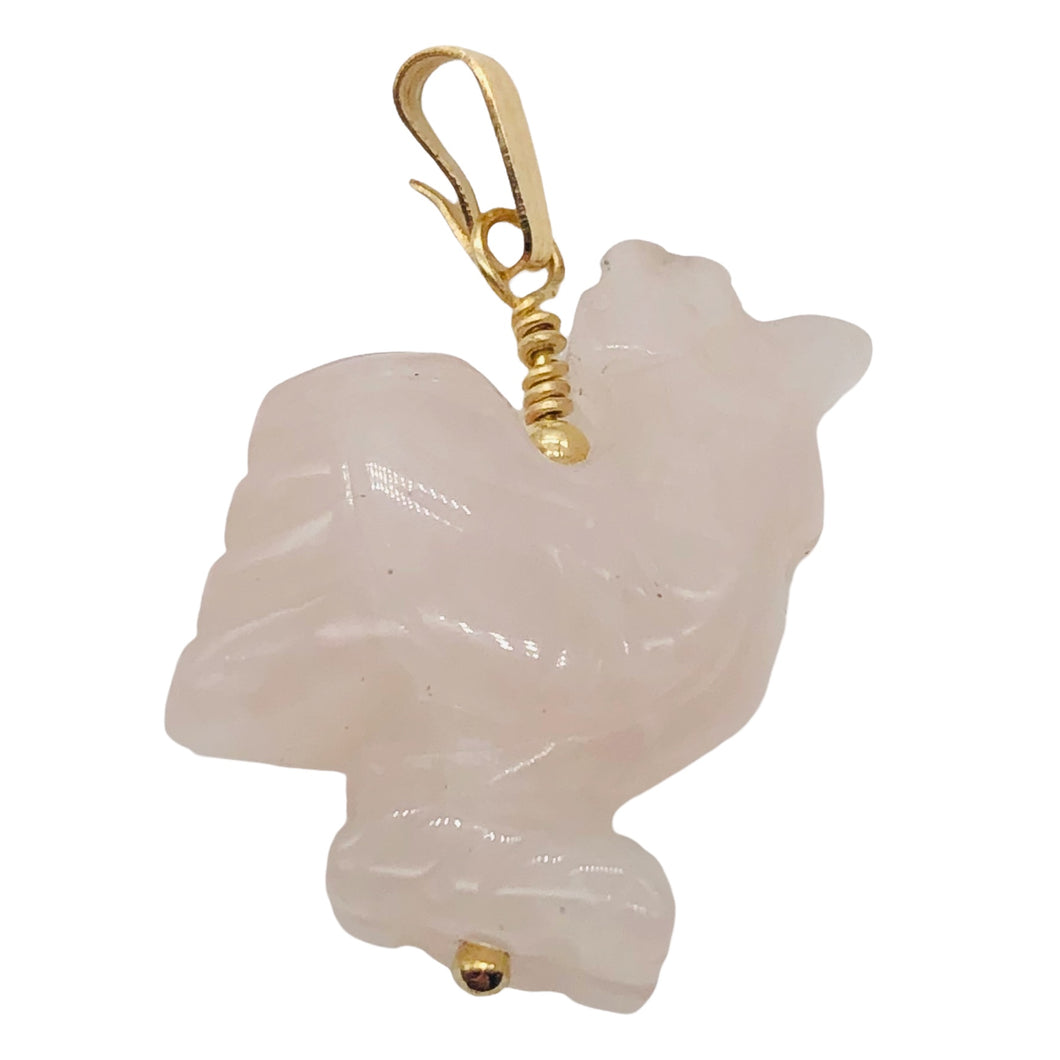 Rose Quartz Rooster Pendant Necklace