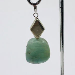 Aquamarine and Sterling Silver Drop Pendant | 1 3/4" Long | Aqua | 1 Pendant