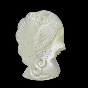 Mother of Pearl Carved Woman Sweater Pin | 1 1/8" Long | White| 1 Lapel Pin |