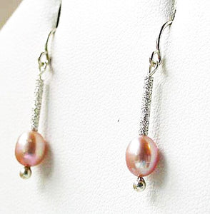 Stardust Pink Pearls with Solid Sterling Silver Earrings 6553 - PremiumBead Alternate Image 2