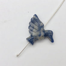 Load image into Gallery viewer, 2 Hand Carved Sodalite Dove Bird Beads | 18x18x7mm | Blue white - PremiumBead Alternate Image 3
