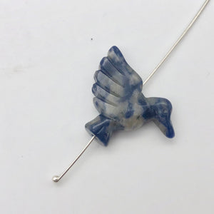 2 Hand Carved Sodalite Dove Bird Beads | 18x18x7mm | Blue white - PremiumBead Alternate Image 3