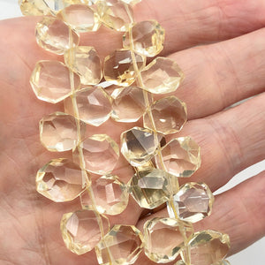 Citrine Faceted Briolette Bead Strand | 12x11 to 15x12x7mm | Golden | 85g |