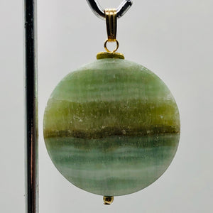 Hemimorphite14K Gold Filled Disc Dangle Pendant | 1 3/4" Long | Aqua/Lemon |