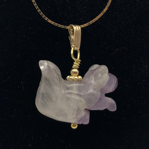 Amethyst Squirrel Pendant Necklace | Semi Precious Stone Jewelry | 14k Pendant - PremiumBead Alternate Image 2