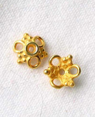 2 Etruscan Style 22K Vermeil 3-Loop 4x9mm Bead Caps 8586 - PremiumBead Primary Image 1