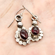 Load image into Gallery viewer, Garnet Sterling Silver Drop Earrings |1 1/4&quot; Long | Red |
