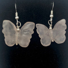 Load image into Gallery viewer, Flutter Rose Quartz Butterfly Sterling Silver Earrings | 1 1/4 inch long | - PremiumBead Alternate Image 3
