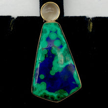 Load image into Gallery viewer, Natural Azurite Malachite 14K Gold Pendant with Moonstone - PremiumBead Alternate Image 3
