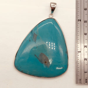 Natural Turquoise 65ct Sterling Silver Pendant | 2 1/4x1 3/4" | Blue/Clear | 1 |