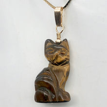 Load image into Gallery viewer, Tiger Eye Kitty Cat Pendant Necklace|Semi Precious Stone Jewelry|14kgf Pendant | - PremiumBead Alternate Image 5
