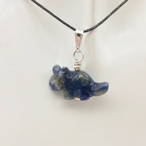 Sodalite Triceratops Dinosaur with Sterling Silver Pendant 509303SDS | 22x12x7.5mm (Triceratops), 5.5mm (Bail Opening), 7/8" (Long) | Blue - PremiumBead Alternate Image 4