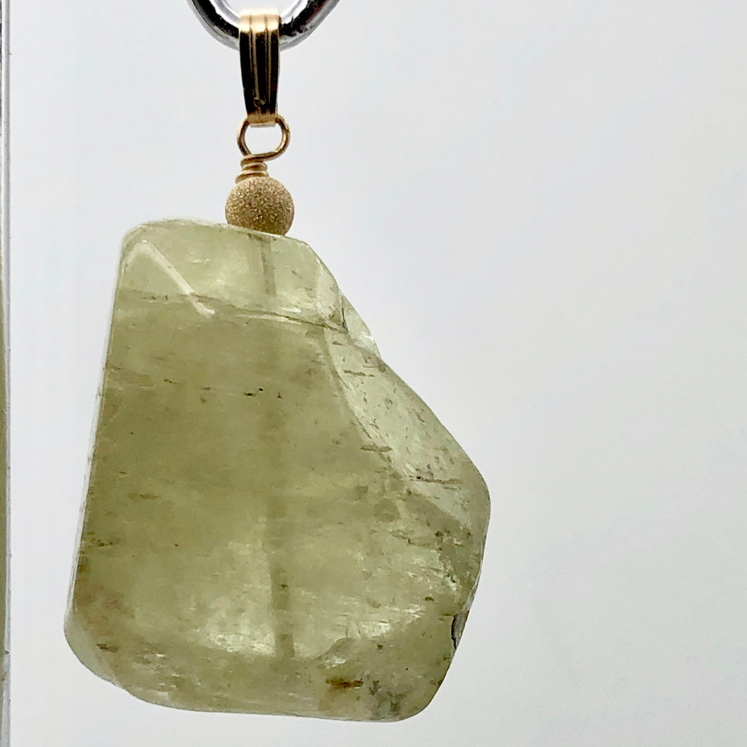 Chatoyant Green Kunzite Faceted Nugget Bead 14K Gold Filled Pendant | 1 1/2