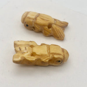 Carved Koi Gold Fish Waterbuffalo Bone Beads| 24x12x7mm| Beige | Fish | 2 Beads| - PremiumBead Primary Image 1