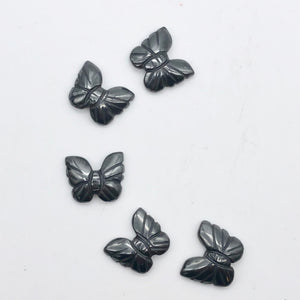 Iron Butterfly Carved Hematite Worry-Stone Figurine | 21x18x5mm | Silver Black - PremiumBead Alternate Image 4