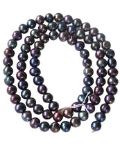 Load image into Gallery viewer, Near Round Blue Peacock 6-5mm FW Pearl Strand 109941
