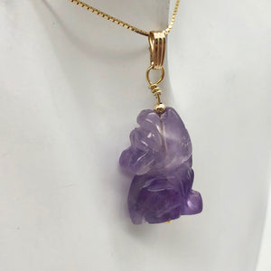 Amethyst Wolf Pendant Necklace | Semi Precious Stone Jewelry | 14k Pendant - PremiumBead Alternate Image 3
