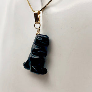 Black Obsidian T- Rex Pendant Necklace|Semi Precious Jewelry| 14k gf Pendant | - PremiumBead Alternate Image 2