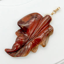 Load image into Gallery viewer, Carved Brecciated Jasper Leaf &amp; 14Kgf Pendant | 2 3/4" long | Red | Leaf | - PremiumBead Alternate Image 4
