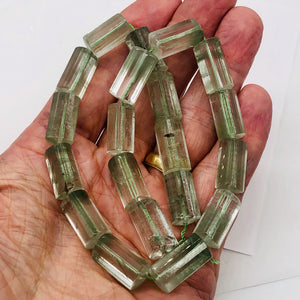 Garden Quartz Lodalite Triangle | 20x11x11mm | Green | 2 Bead